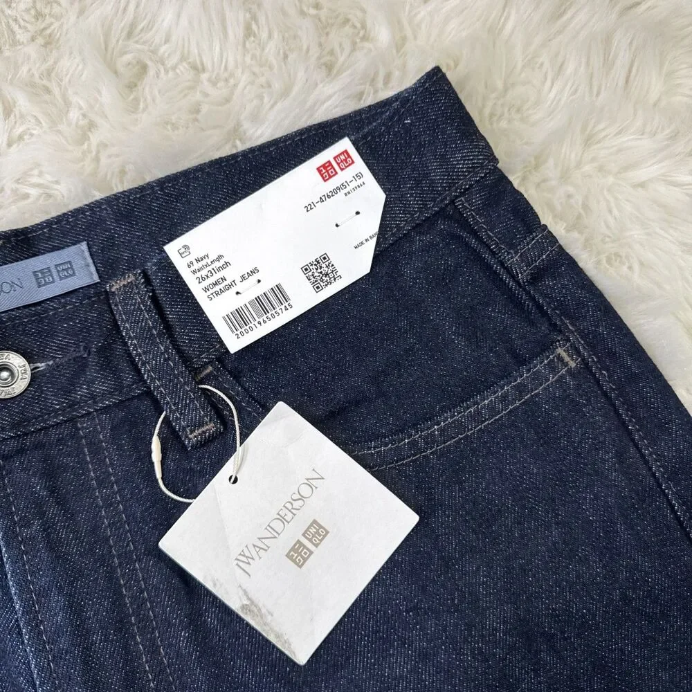 JW Anderson x Uniqlo Straight Jeans Women 26x31 (29x30.75) Blue Denim Collab JWA - Picture 9 of 12